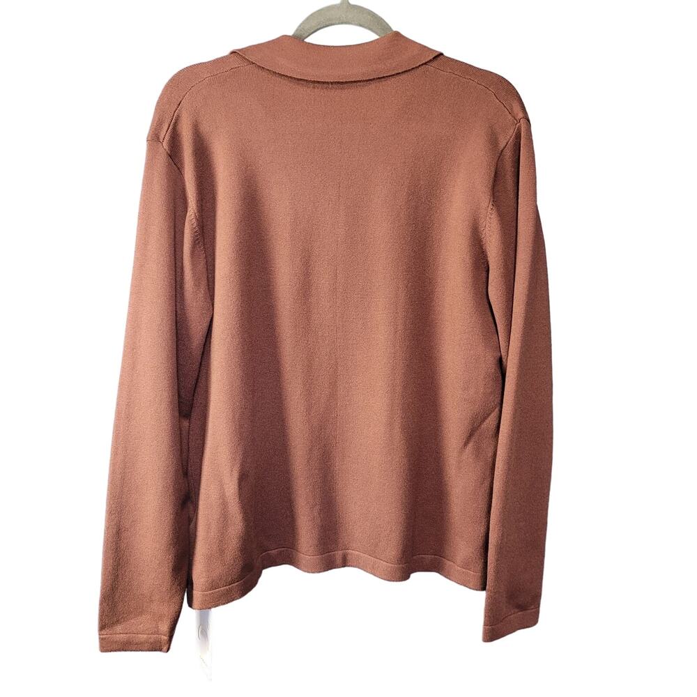 Collared Knit Sweater Women's Dusty Rose Long Sleeve Pullover Top Commense - Picture 4 of 11